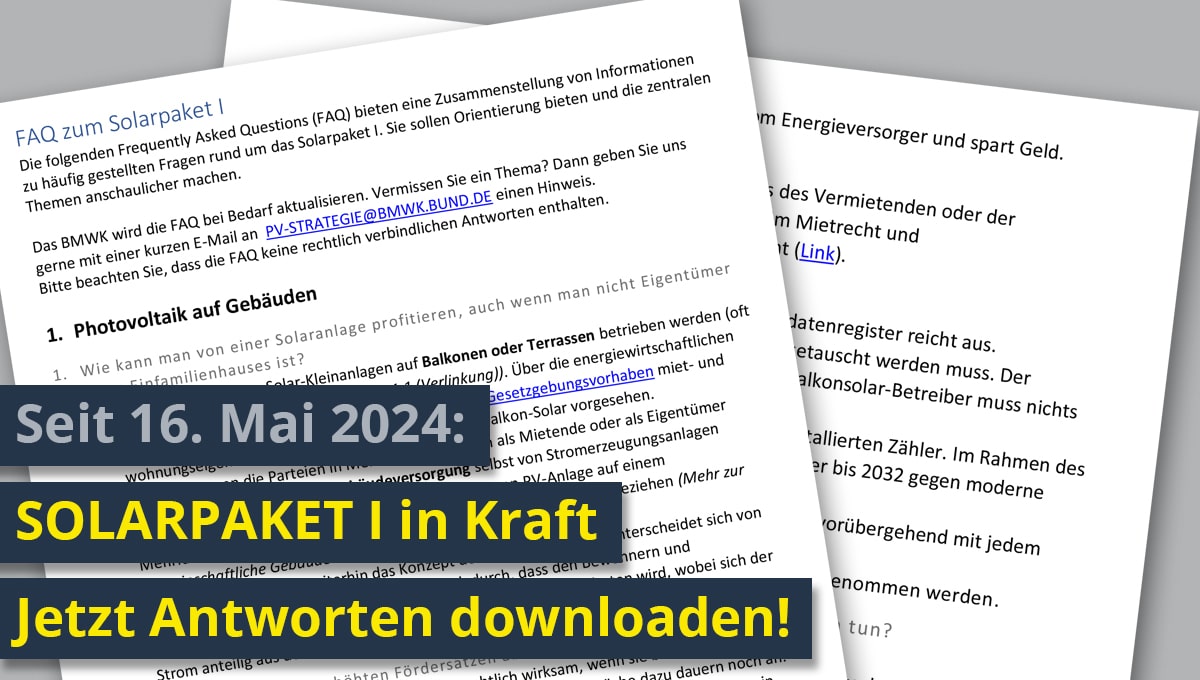 Solarpaket 1 in Kraft