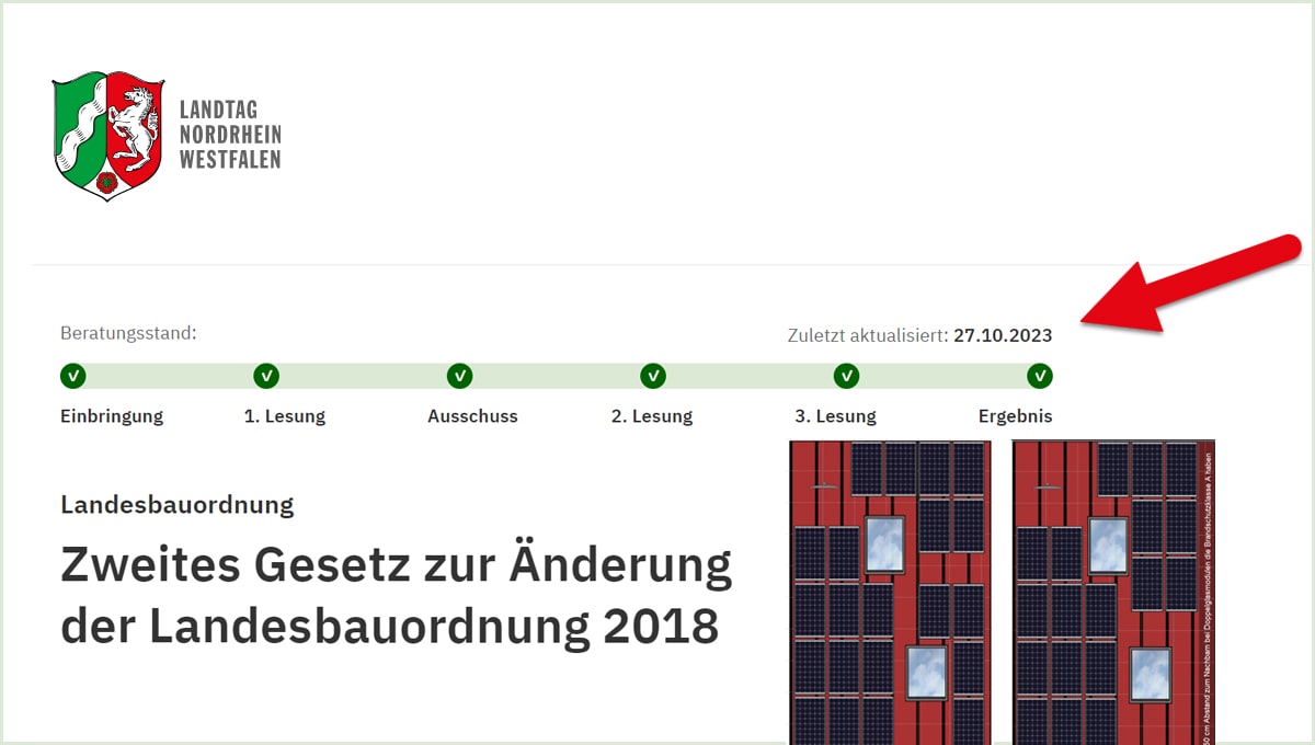 Wegfall PV-Modul Abstandsregel NRW